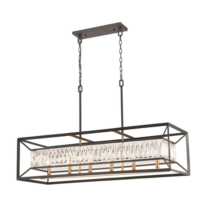 Starlight 6-Light Linear Chandelier in Charcoal with Clear Crystal ELK Lighting