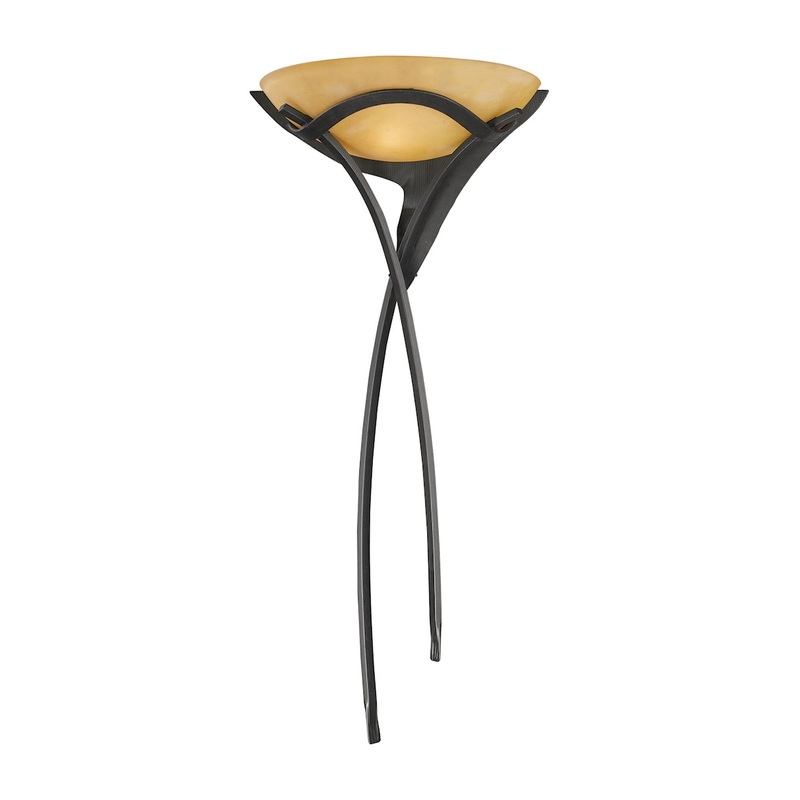 Aurora 1-Light Sconce in Antique Bronze with Amber Scavo Glass ELK Lighting
