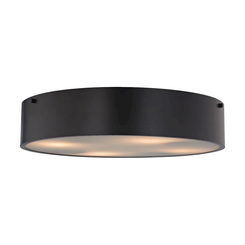 Clayton 4-Light Flush Mount in Oiled Bronze with Black Shade ELK Lighting