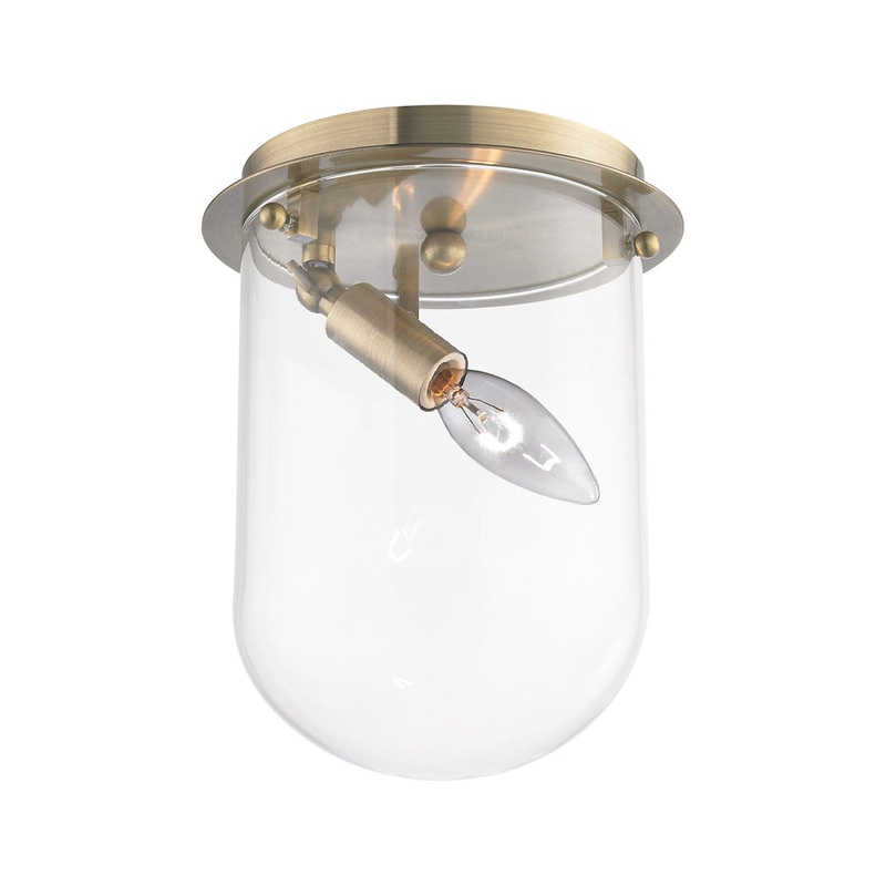 Lightway 1-Light Flush Mount in Antique Brass with Clear Glass ELK Lighting