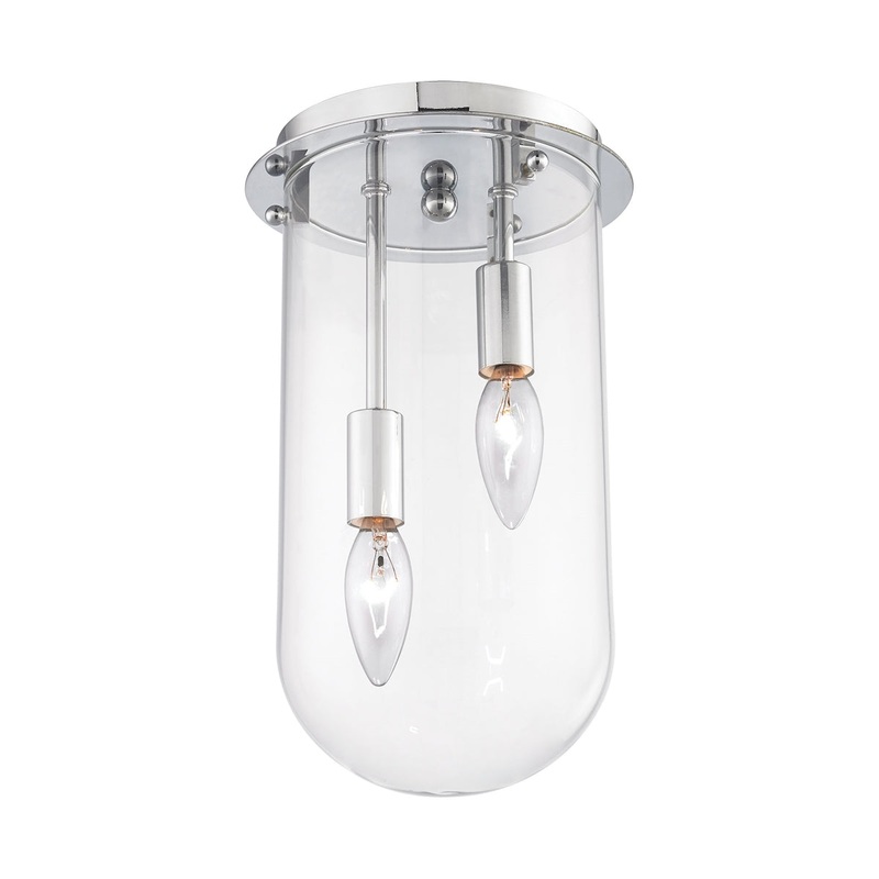 Lightway 2-Light Flush Mount in Polished Chrome with Clear Glass ELK Lighting