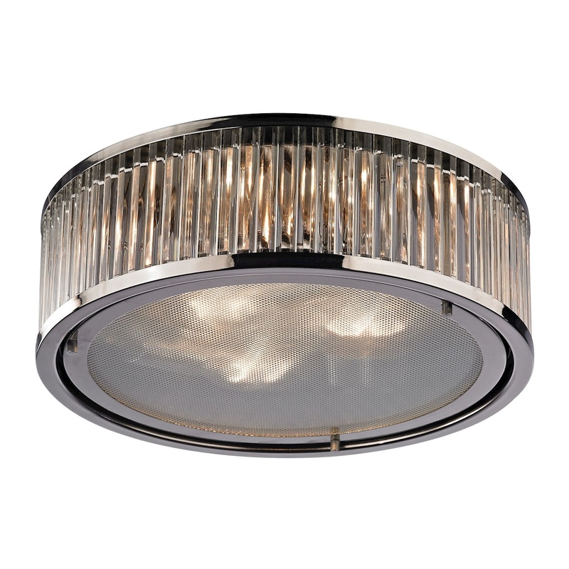 Linden Manor 3-Light Flush Mount in Polished Nickel with Diffuser ELK Lighting