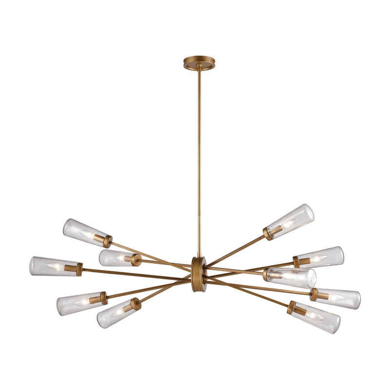 Xenia 10-Light Chandelier in Matte Gold with Seedy Glass ELK Lighting