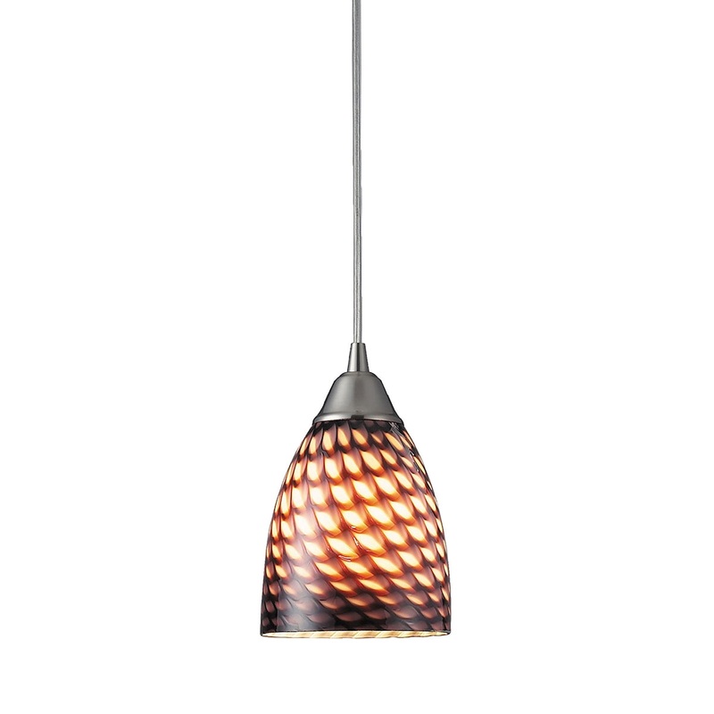 Arco Baleno 1-Light Mini Pendant in Satin Nickel with Coco Glass ELK Lighting