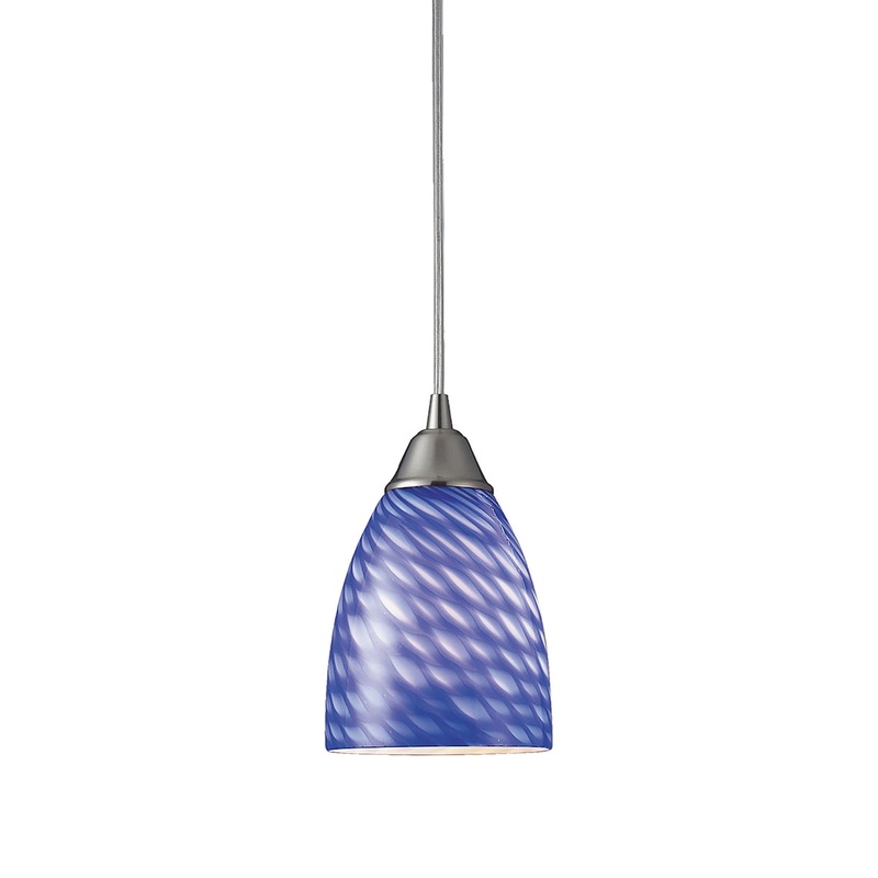 Arco Baleno 1-Light Mini Pendant in Satin Nickel with Sapphire Glass ELK Lighting