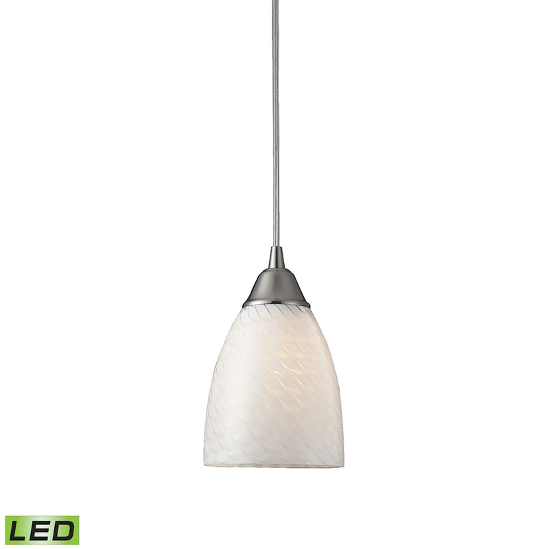 Arco Baleno 1-Light Mini Pendant in Satin Nickel with White Swirl Glass - Includes LED Bulb ELK Lighting