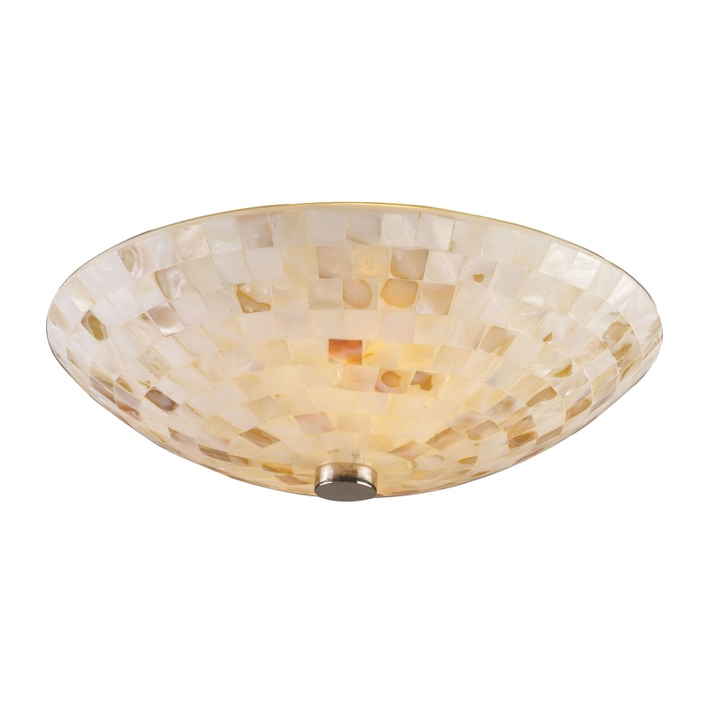 Capri 2-Light Semi Flush in Satin Nickel with Capiz Shell Glass ELK Lighting