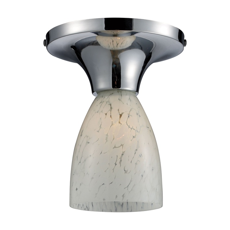 Celina 1-Light Semi Flush in Chrome with Snow White Glass ELK Lighting