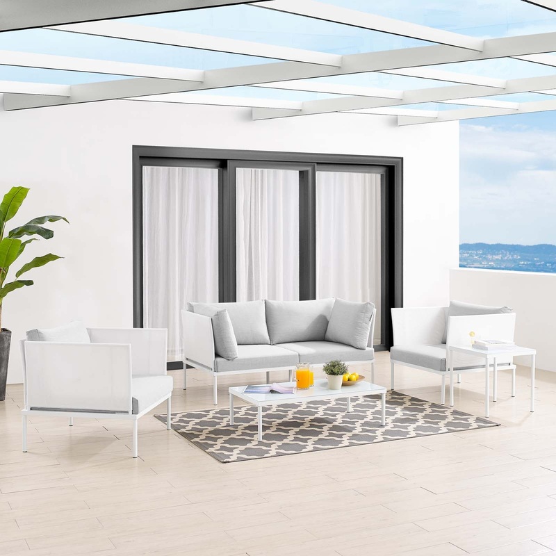 Harmony 5-Piece  Sunbrella Outdoor Patio Aluminum Furniture Set By Modway - EEI-4924
