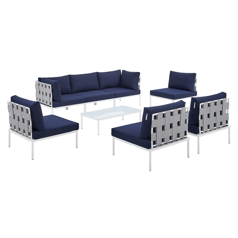 Harmony 8-Piece  Sunbrella Outdoor Patio All Mesh Sectional Sofa Set By Modway - EEI-4941