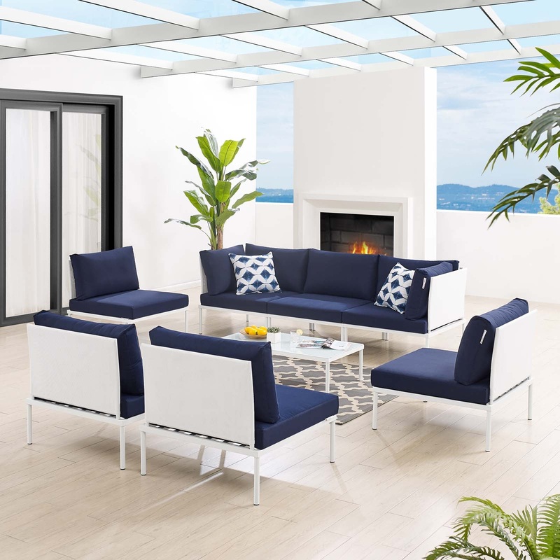 Harmony 8-Piece  Sunbrella Outdoor Patio Aluminum Sectional Sofa Set By Modway - EEI-4940