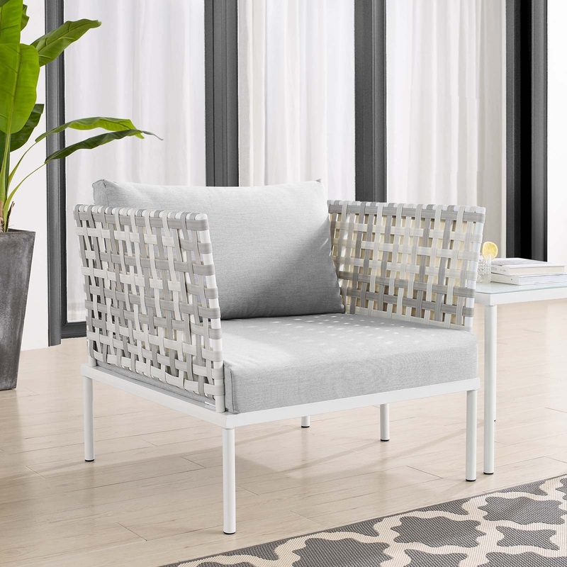 Harmony Sunbrella Basket Weave Outdoor Patio Aluminum Armchair By Modway - EEI-4541