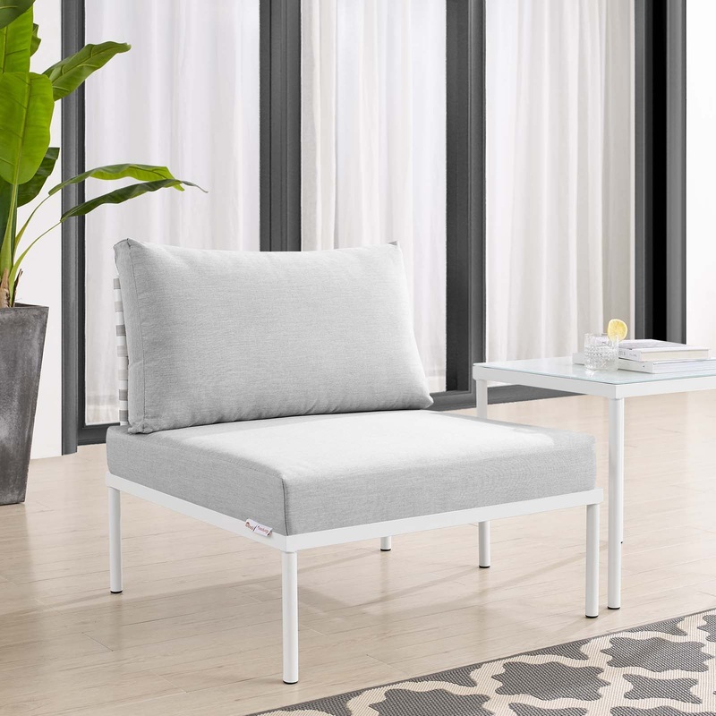 Harmony Sunbrella Basket Weave Outdoor Patio Aluminum Armless Chair By Modway - EEI-4957