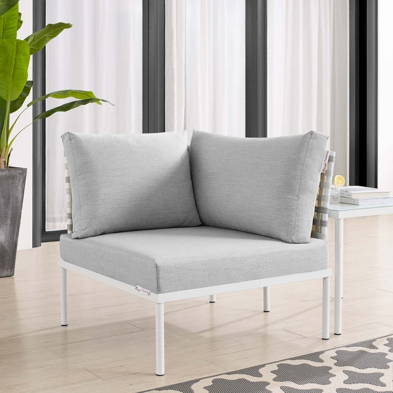 Harmony Sunbrella Basket Weave Outdoor Patio Aluminum Corner Chair By Modway - EEI-4537
