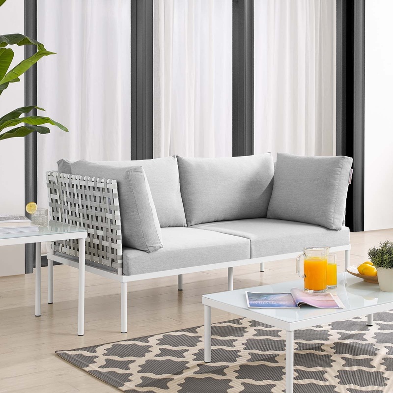 Harmony Sunbrella Basket Weave Outdoor Patio Aluminum Loveseat By Modway - EEI-4961