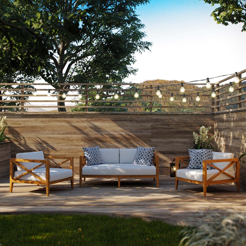 Northlake 3 Piece Outdoor Patio Premium Grade A Teak Wood Set By Modway - EEI-3630
