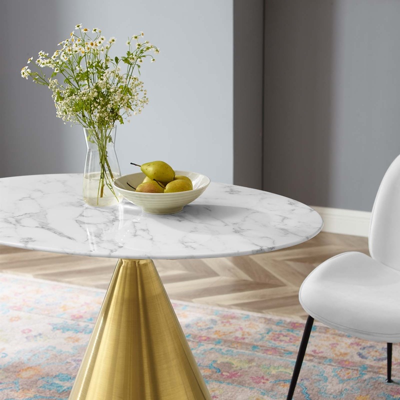 Tupelo 42" Oval Artificial Marble Dining Table By Modway - EEI-5322