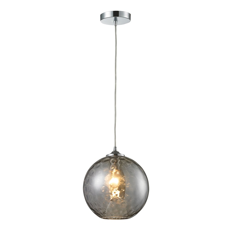 Watersphere 1-Light Mini Pendant in Chrome with Hammered Smoke Glass ELK Lighting