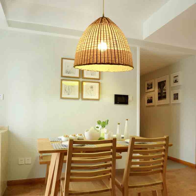 Bamboo Wicke Rattan Basket Pendant Light By Artisan Living