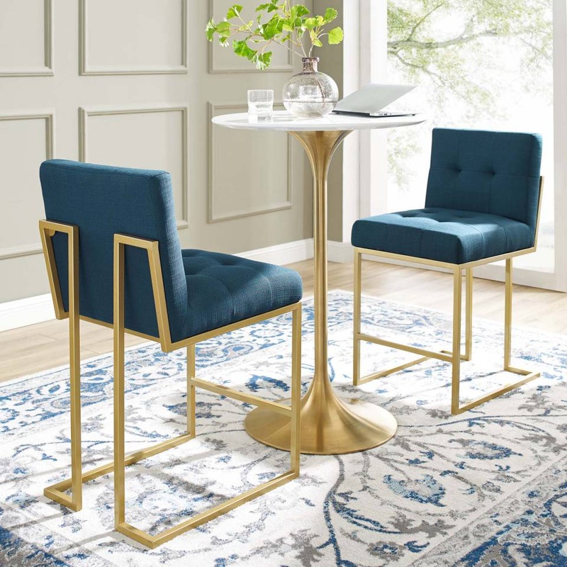 Modway Privy Gold Stainless Steel Upholstered Fabric Counter Stool Set of 2 - EEI-4154