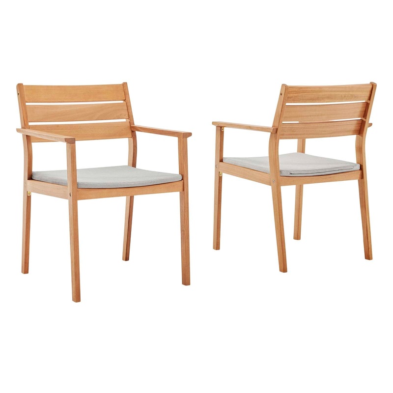Modway Viewscape Outdoor Patio Ash Wood Dining Armchair Set of 2 - EEI-4008