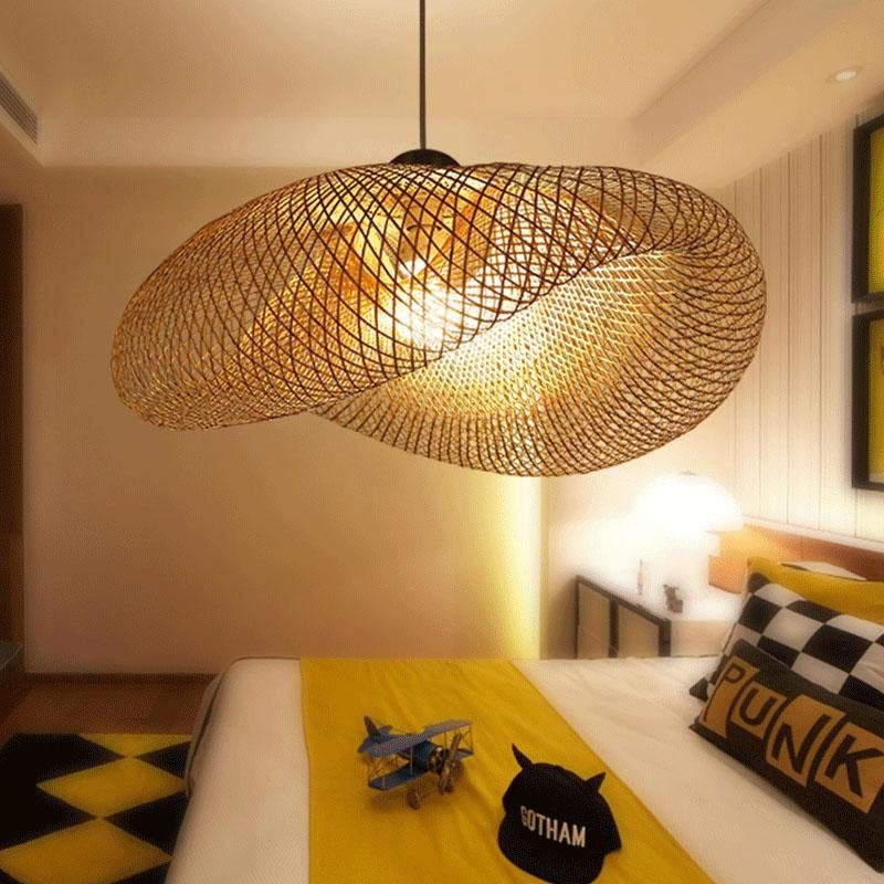 Bamboo Wave Rustic Japanese Pendant Lamp