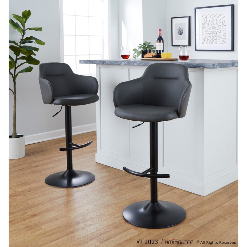 Boyne Adjustable Barstool - Set of 2 By LumiSource - BS-BOYNEPU-RT2 BKGY2