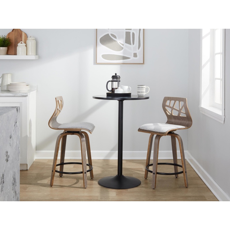 Folia 24" Fixed-Height Barstool - Set of 2 By LumiSource - B24-FOLIAFB-GRTZQ2 LGYLGYLGY2