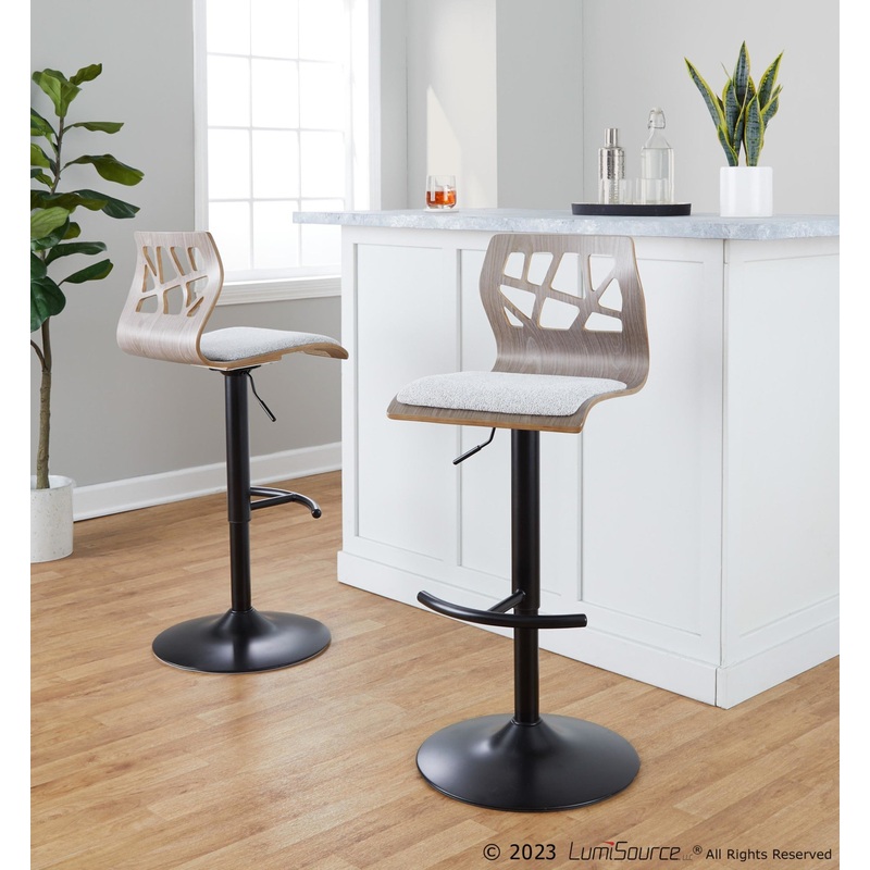 Folia Adjustable Barstool - Set of 2 By LumiSource - BS-FOLIAFB-RT2 BKLGYLGY2