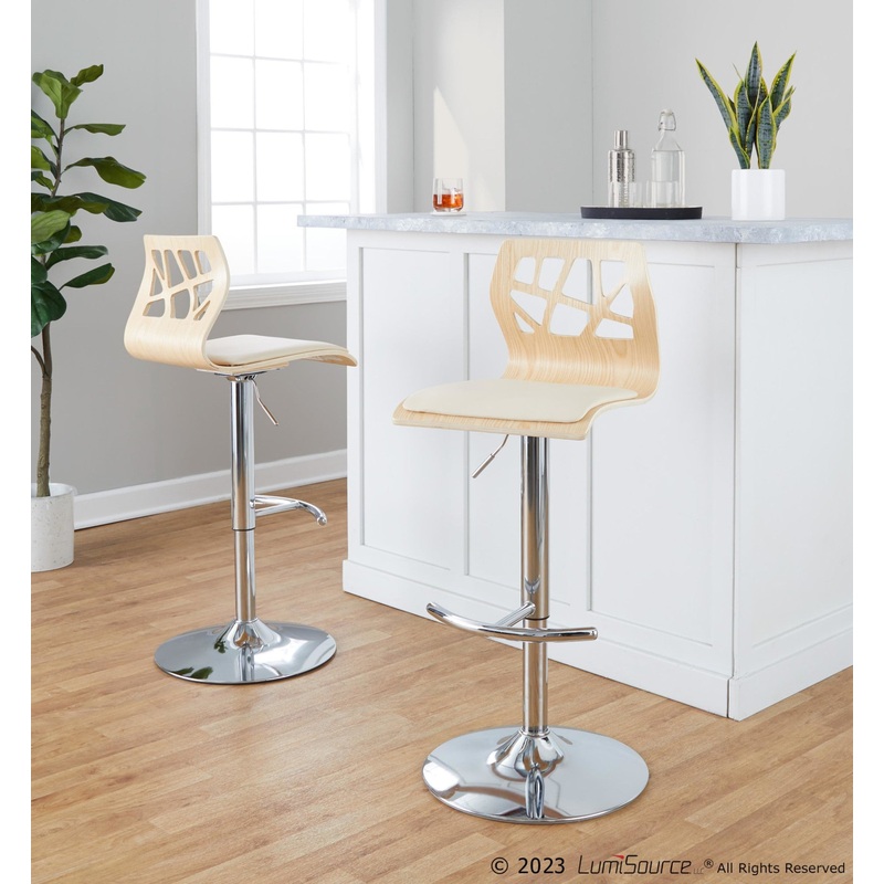 Folia Adjustable Barstool - Set of 2 By LumiSource - BS-FOLIAPU-RT2 CHRNACR2