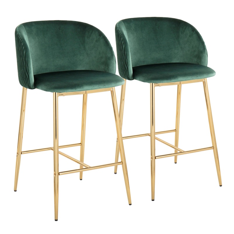 Fran Pleated Waves Fixed-Height Counter Stool - Set of 2 By LumiSource - B26-FRANPLTWVV AUGN2