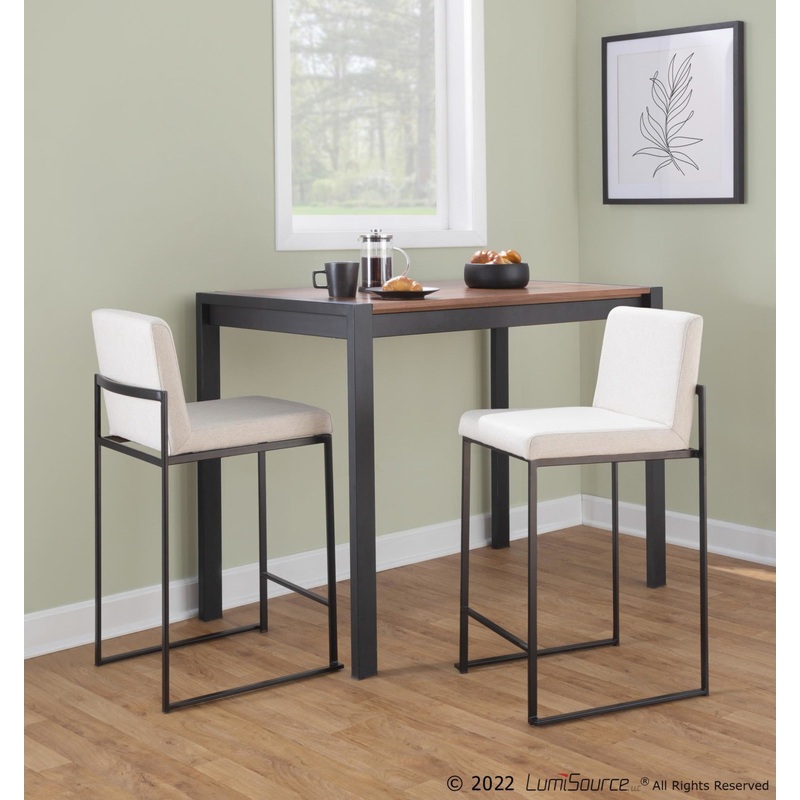 Fuji High Back 26" Fixed-Height Counter Stool - Set of 3 By LumiSource - B26-FUJIHBFB BKBG3