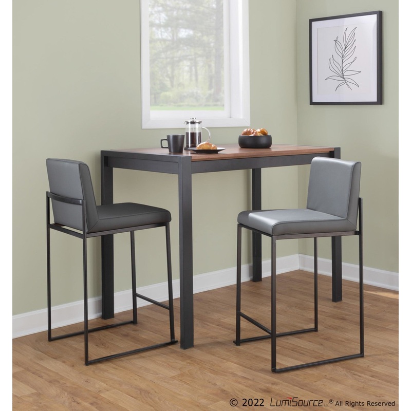 Fuji High Back 26" Fixed-Height Counter Stool - Set of 3 By LumiSource - B26-FUJIHBPU BKGY3