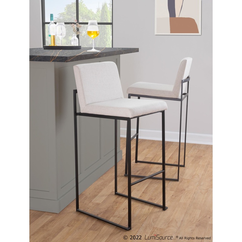 Fuji High Back 30" Fixed-Height Barstool - Set of 3 By LumiSource - B30-FUJIHBPU BKW3