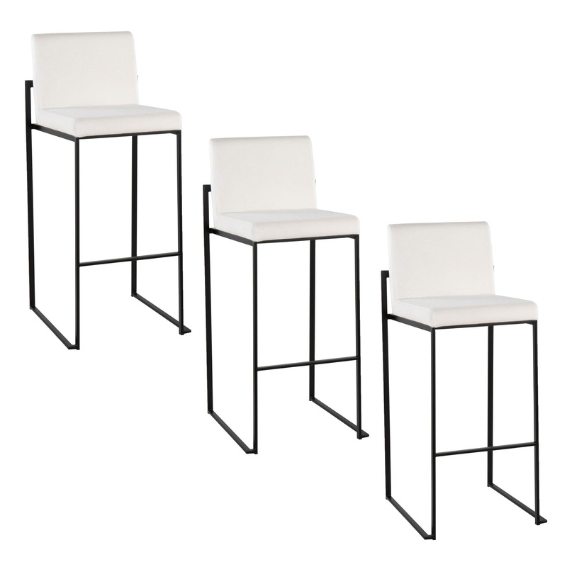 Fuji High Back 30" Fixed-Height Barstool - Set of 3 By LumiSource - B30-FUJIHBV BKW3