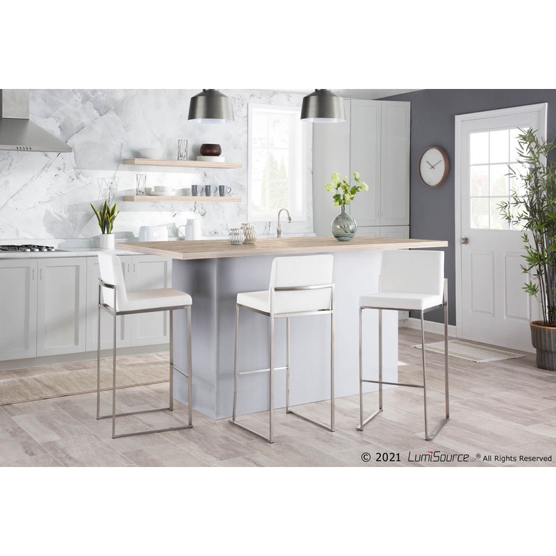 Fuji High Back 30" Fixed-Height Barstool - Set of 3 By LumiSource - B30-FUJIHBV SSW3