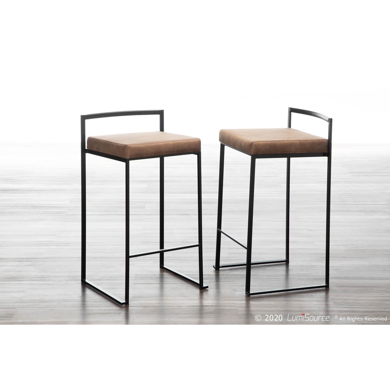 Fuji Stacker 26" Fixed-Height Counter Stool - Set of 3 By LumiSource - B26-FUJIFB BKBN3