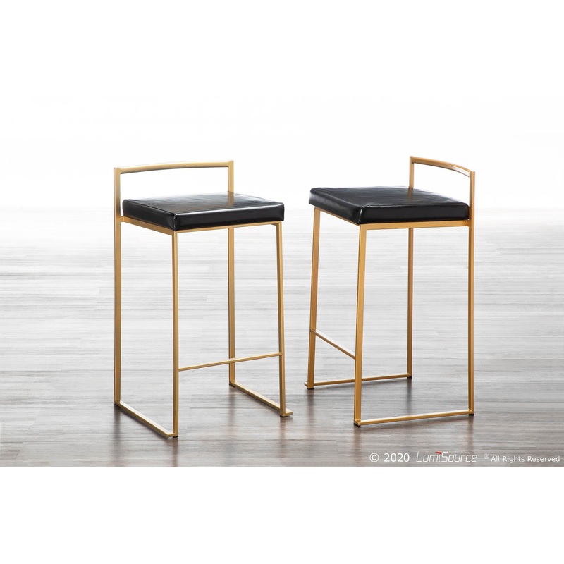 Fuji Stacker 26" Fixed-Height Counter Stool - Set of 3 By LumiSource - B26-FUJIPU AUBK3