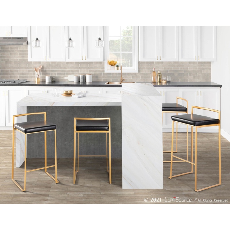 Fuji Stacker 30" Fixed-Height Barstool - Set of 3 By LumiSource - B30-FUJIPU AUBK3