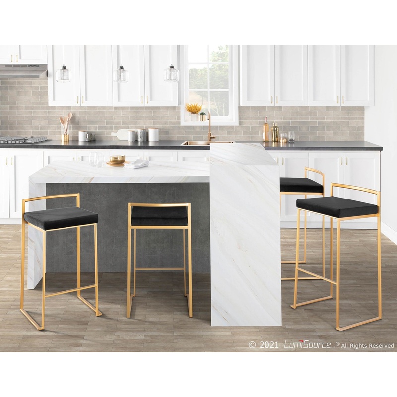 Fuji Stacker 30" Fixed-Height Barstool - Set of 3 By LumiSource - B30-FUJIV AUBK3