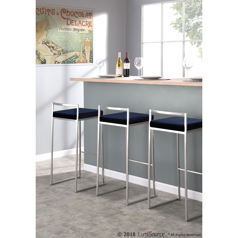 Fuji Stacker 30" Fixed-Height Barstool - Set of 3 By LumiSource - B30-FUJIV SSBU3