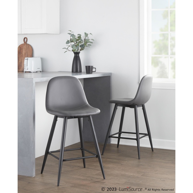 Pebble 24" Fixed-Height Counter Stool - Set of 2 By LumiSource - B24-PEBPU-X1 BKGY2