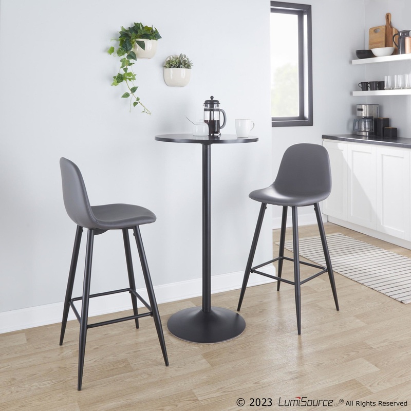 Pebble 30" Fixed-Height Barstool - Set of 2 By LumiSource - B30-PEBPU-X1 BKGY2