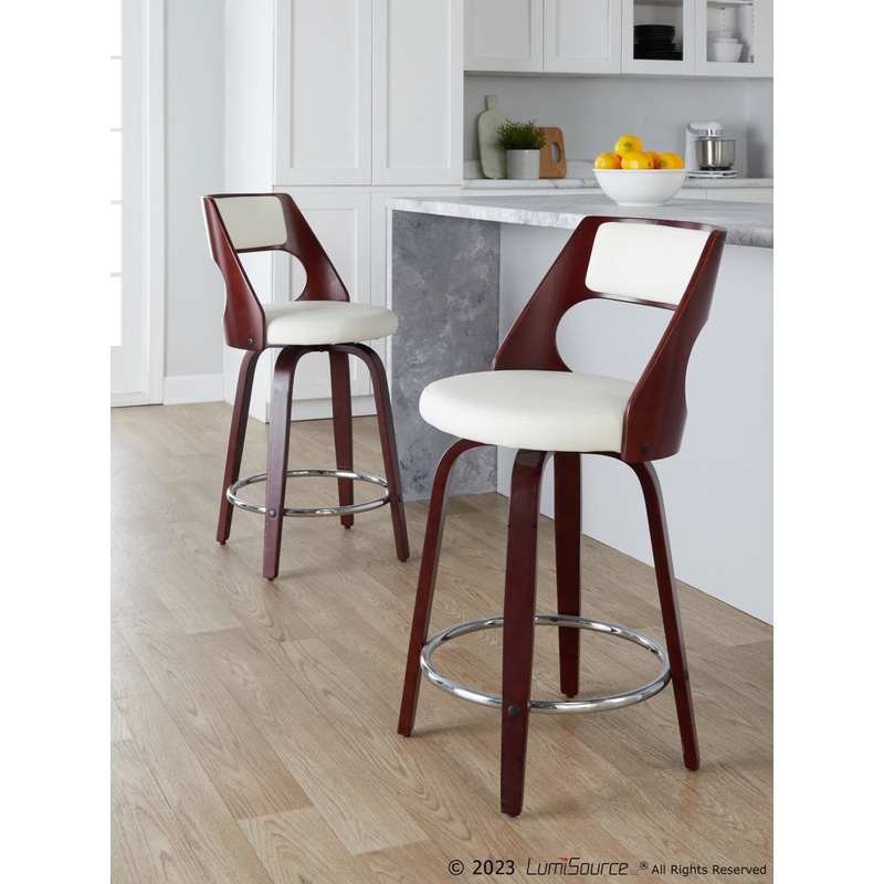 Pino 24" Fixed-Height Barstool - Set of 2 By LumiSource - B24-PINOPU-GRTZR2 CHCHW2