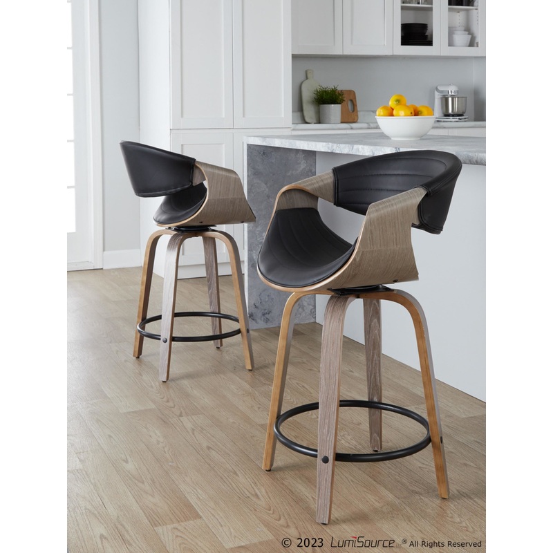 Symphony 24" Fixed-Height Counter Stool - Set of 2 By LumiSource - B24-SYMPPU-GRTZQ2 LGYLGYBK2