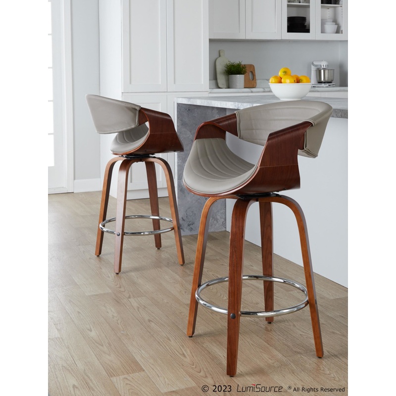 Symphony 26" Fixed-Height Counter Stool - Set of 2 By LumiSource - B26-SYMPPU-GRTZR2 WLWLGY2