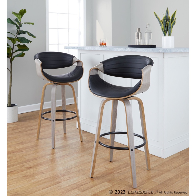 Symphony 30" Fixed-Height Barstool - Set of 2 By LumiSource - B30-SYMPPU-GRTZQ2 LGYLGYBK2