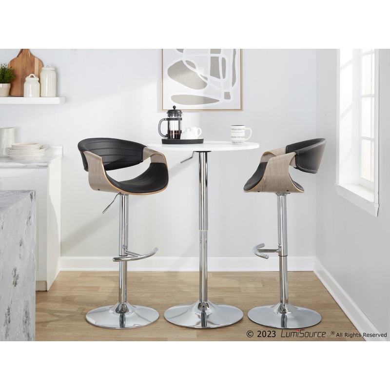 Symphony Adjustable Barstool - Set of 2 By LumiSource - BS-SYMPPU-RT2 CHRLGYBK2