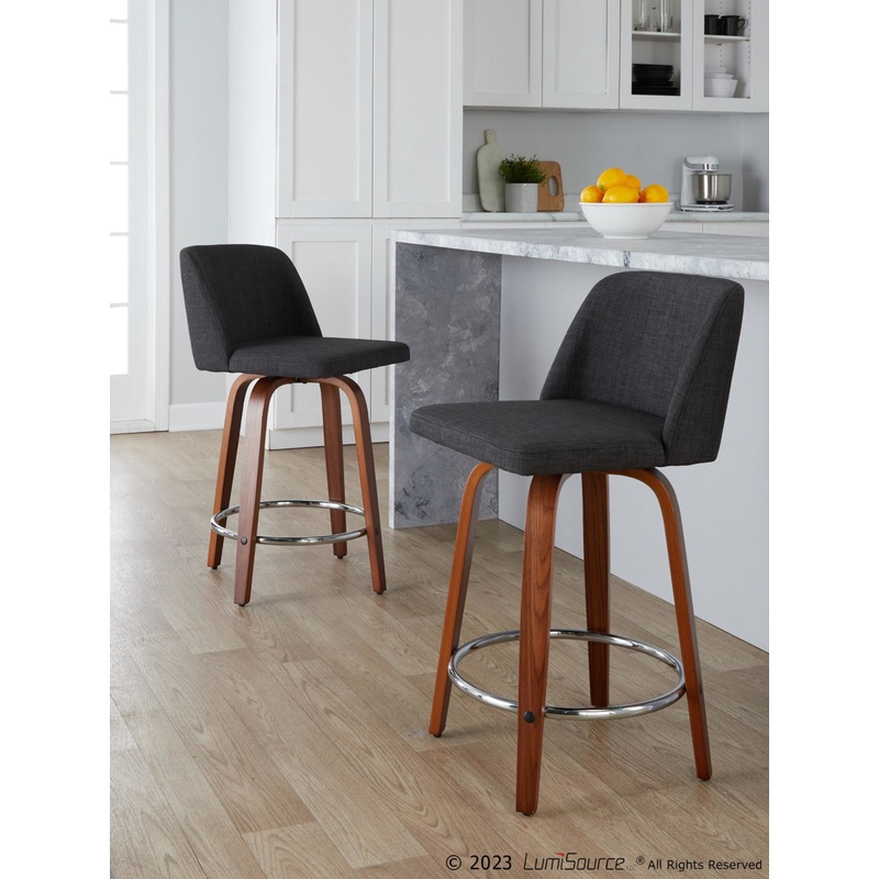 Toriano 24" Fixed-Height Counter Stool - Set of 2 By LumiSource - B24-TRNOFB-GRTZR2 WLCHAR2