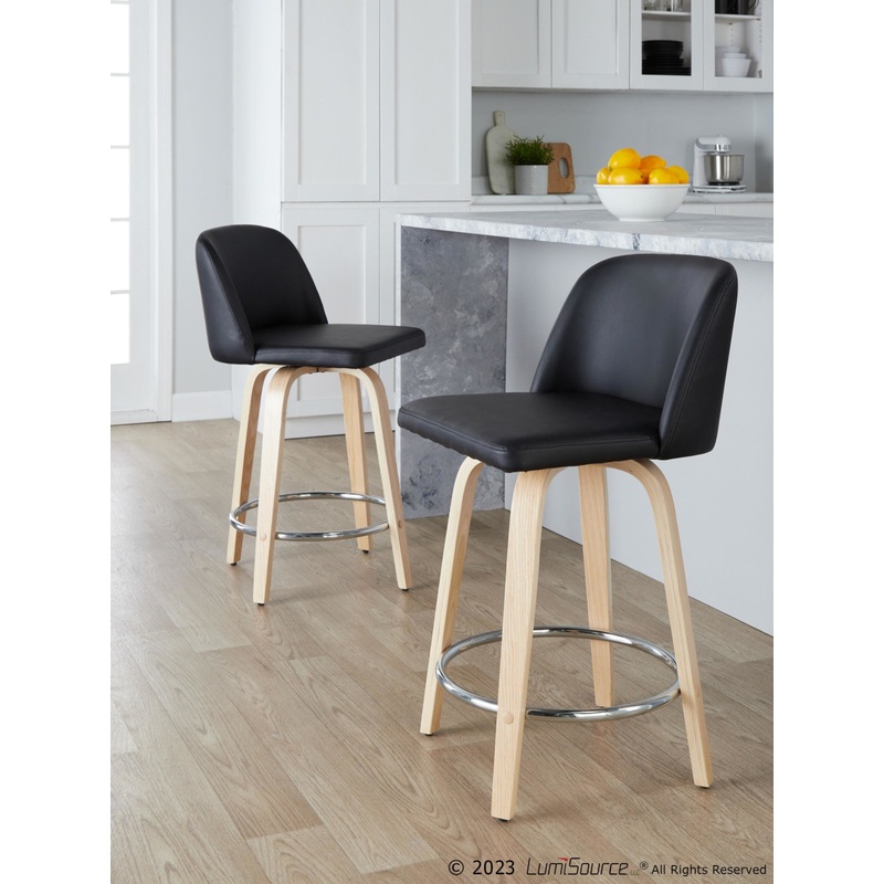 Toriano 24" Fixed-Height Counter Stool - Set of 2 By LumiSource - B24-TRNOPU-GRTZR2 NABK2